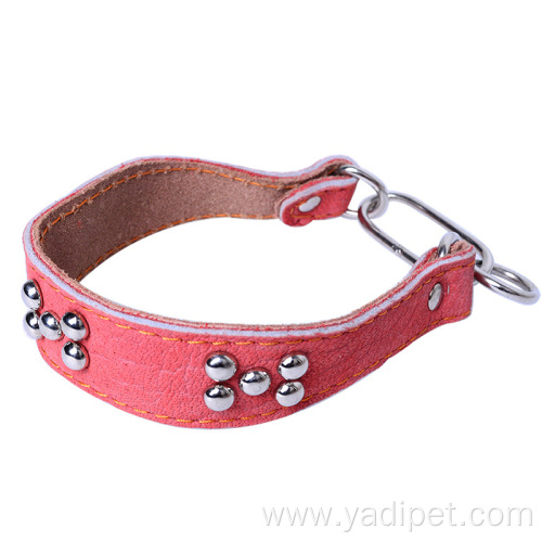 rivet polyester PU leather dog traction pet collar